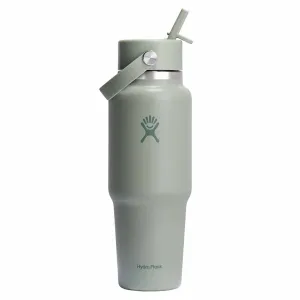 32 oz Wide Flex Straw Travel Bottle insulated camp mug discount collapsible silicone cup stainless steel tumbler with lid