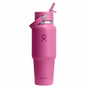32 oz Wide Flex Straw Travel Bottle insulated camp mug discount collapsible silicone cup stainless steel tumbler with lid