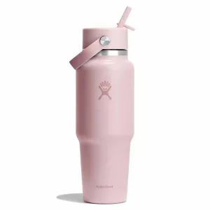 32 oz Wide Flex Straw Travel Bottle insulated camp mug discount collapsible silicone cup stainless steel tumbler with lid
