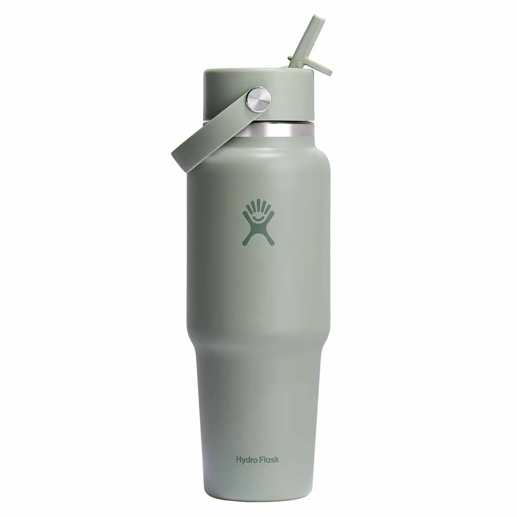 32 oz Wide Flex Straw Travel Bottle insulated camp mug discount collapsible silicone cup stainless steel tumbler with lid