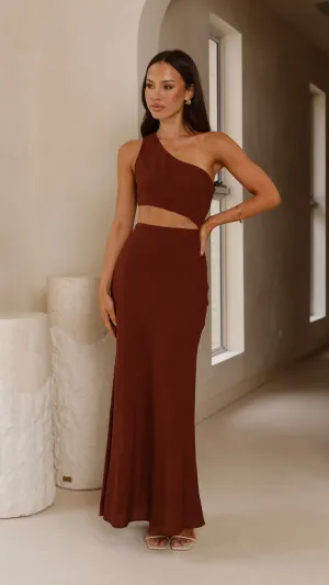 Abia Maxi Dress - Chocolate,prom dresses,wedding guest dresses,homecoming dresses,bridesmaid dresses,cocktail dresses,women clothing,summer dresses,formal dresses,sundresses,mother of the bride dresses,quince clothing,bodycon dress,dress casual,dress desig