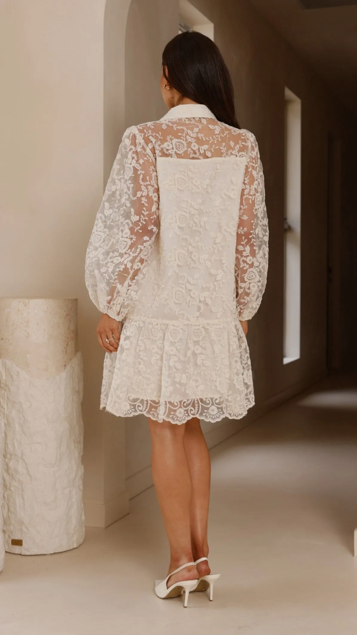Acacia Lace Mini Dress - White