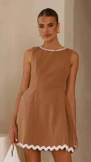 Aceline Mini Dress - Mocha,prom dresses,wedding guest dresses,homecoming dresses,bridesmaid dresses,cocktail dresses,women clothing,summer dresses,formal dresses,sundresses,mother of the bride dresses,quince clothing,bodycon dress,dress casual,dress design