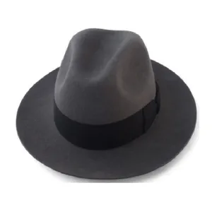 Adams Plain Wool Fedora Hat stylish boater hat with ribbon on model