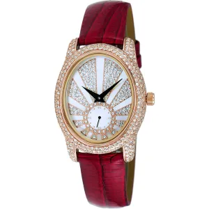 Adee Kaye Women's Watch - Flushy Quartz White Dial Red Leather Strap | AK2003-LRG Luxury Quartz Watch Quartz Watch Sale