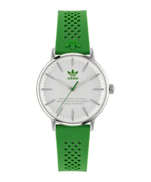 Adidas Code One 38mm White Dial Green Silicone Strap Watch AOSY23023 