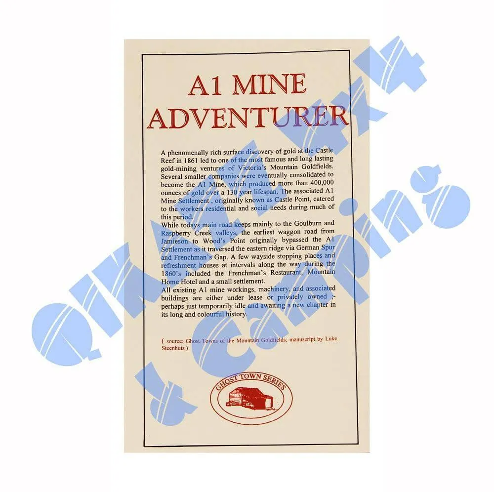 Adventurer Maps - A1 Mine - The Ghost Town Series camp map guide sale waterproof hiking map topographic camping map