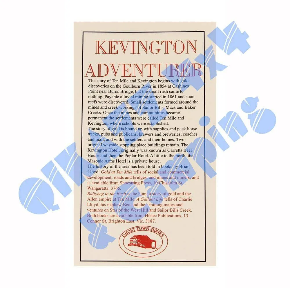 Adventurer Maps - Kevington - The Ghost Town Series camp map guide sale waterproof hiking map topographic camping map