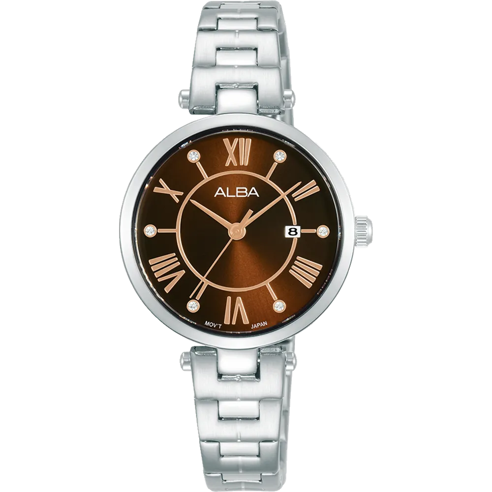 Alba Fashion Dress Analogue Brown Dial Womens Watch AH7AN7X 