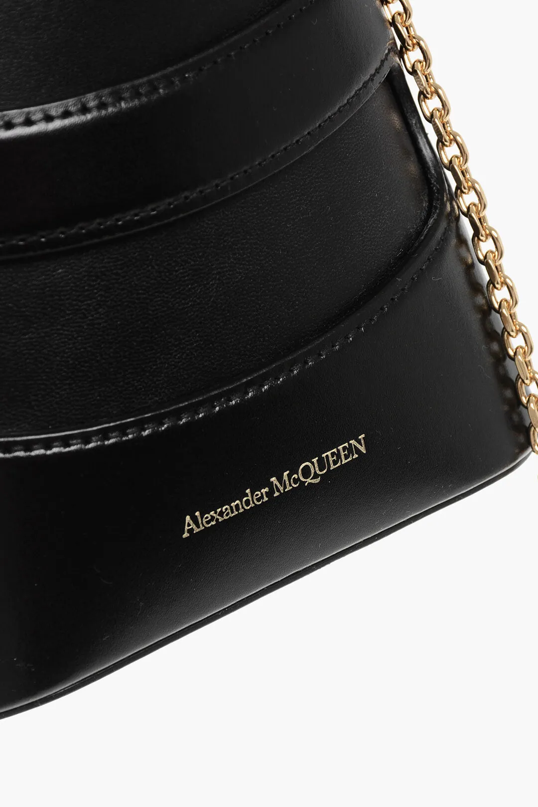 Alexander Mcqueen Leather The Rise Mini Bucket Bag With Shoulder Chain