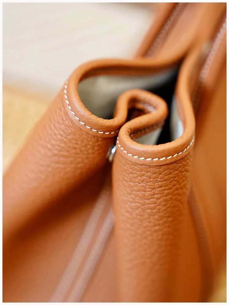 Alexel Calfskin Leather Tote Bag, Designer Bag, Italian Leather Party Bag, Classic Tote Bag, Bucket Bag, Must-have Leather Bag, Gift for Her