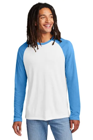 T-shirt à manches longues Allmade pour homme avec bloc de couleur - Blanc brillant/Bleu azur