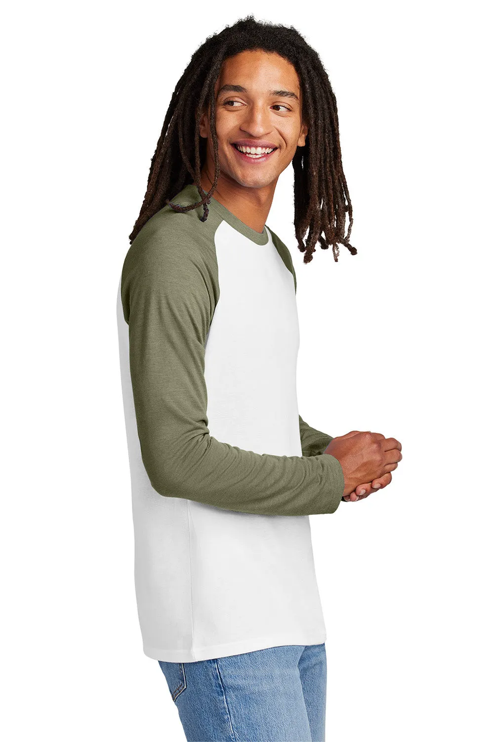 T-shirt à manches longues pour homme Allmade à motifs colorés - Blanc brillant/Vert olive You