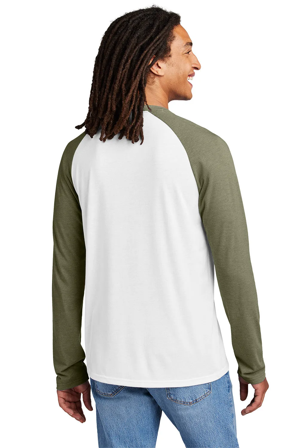 T-shirt à manches longues pour homme Allmade à motifs colorés - Blanc brillant/Vert olive You