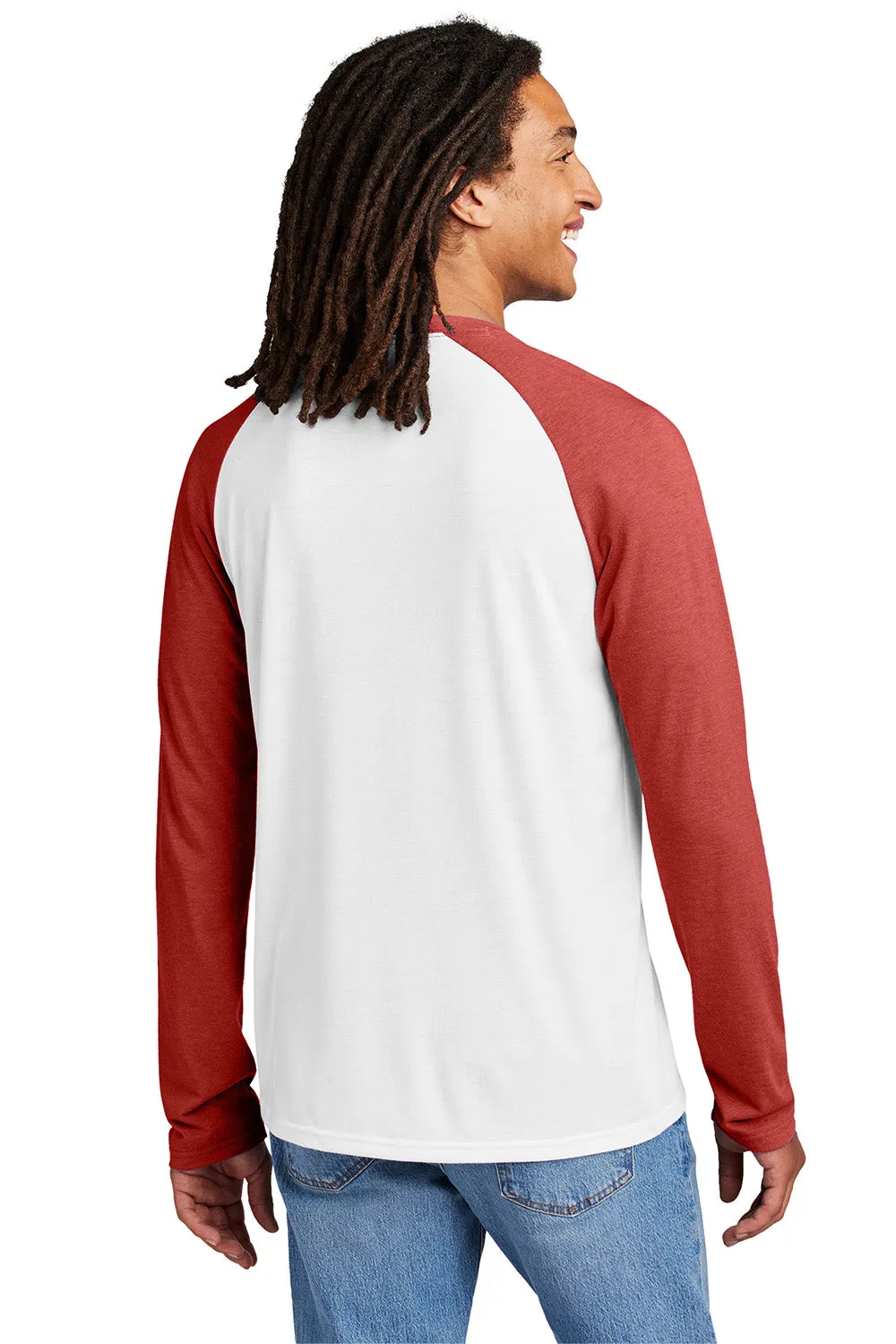 T-shirt à manches longues Allmade pour homme avec motifs colorés - Blanc brillant/Rouge vif