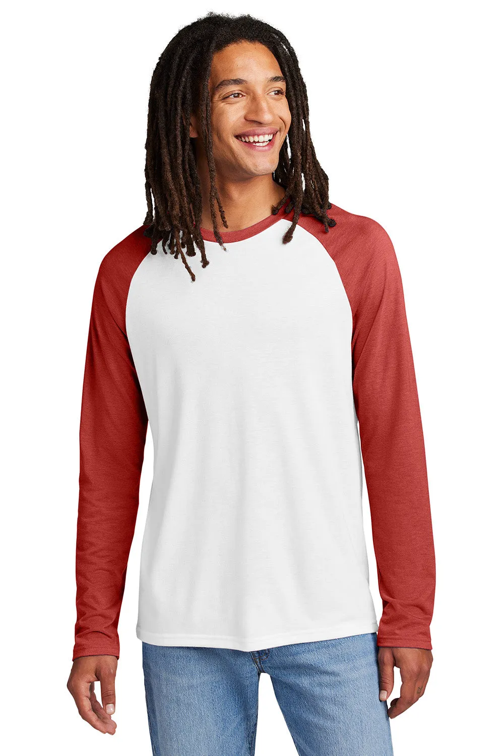 T-shirt à manches longues Allmade pour homme avec motifs colorés - Blanc brillant/Rouge vif
