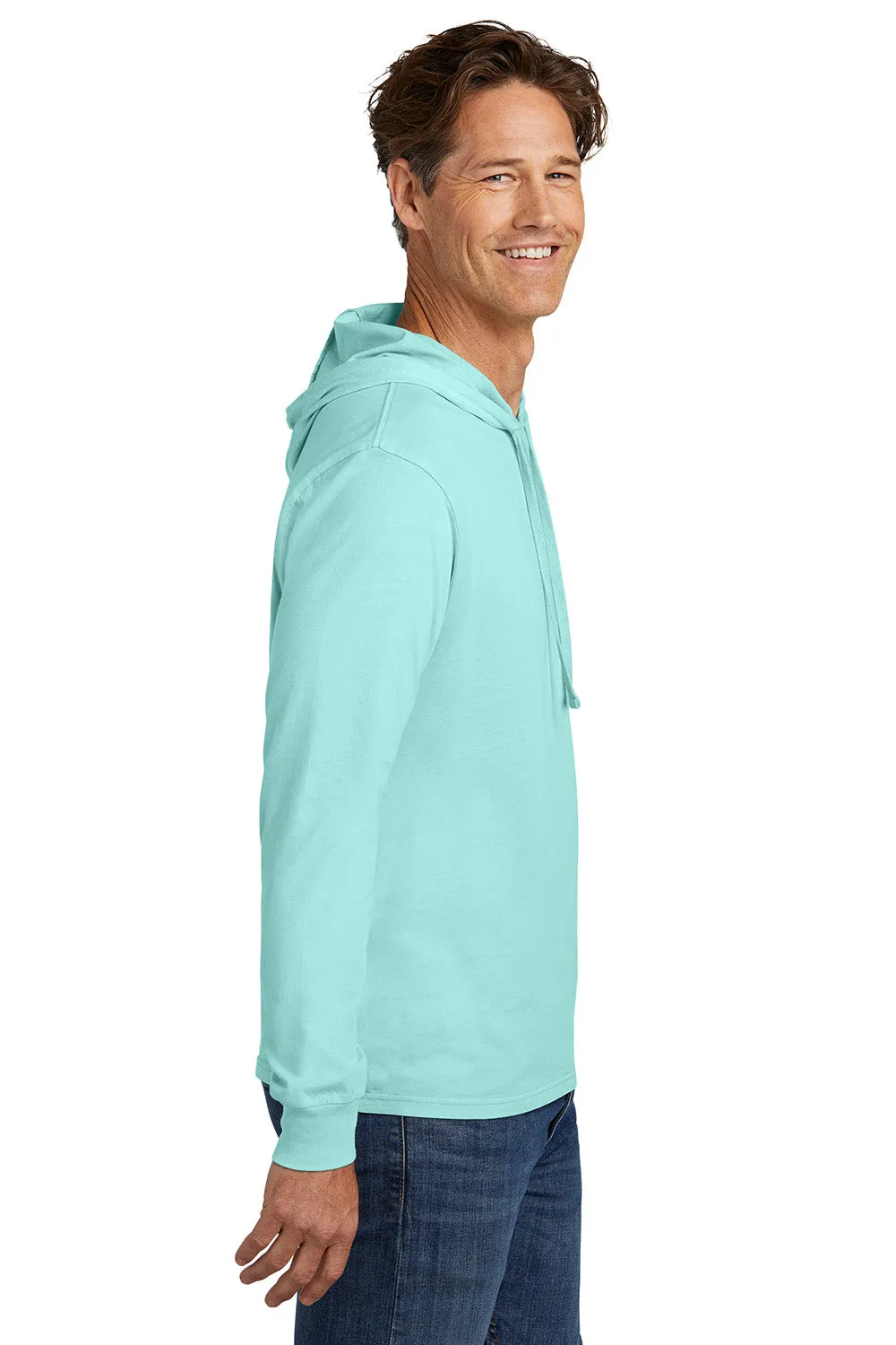 Allmade Sweat-shirt à manches longues pour homme avec capuche teint minéral - Bleu eau salée