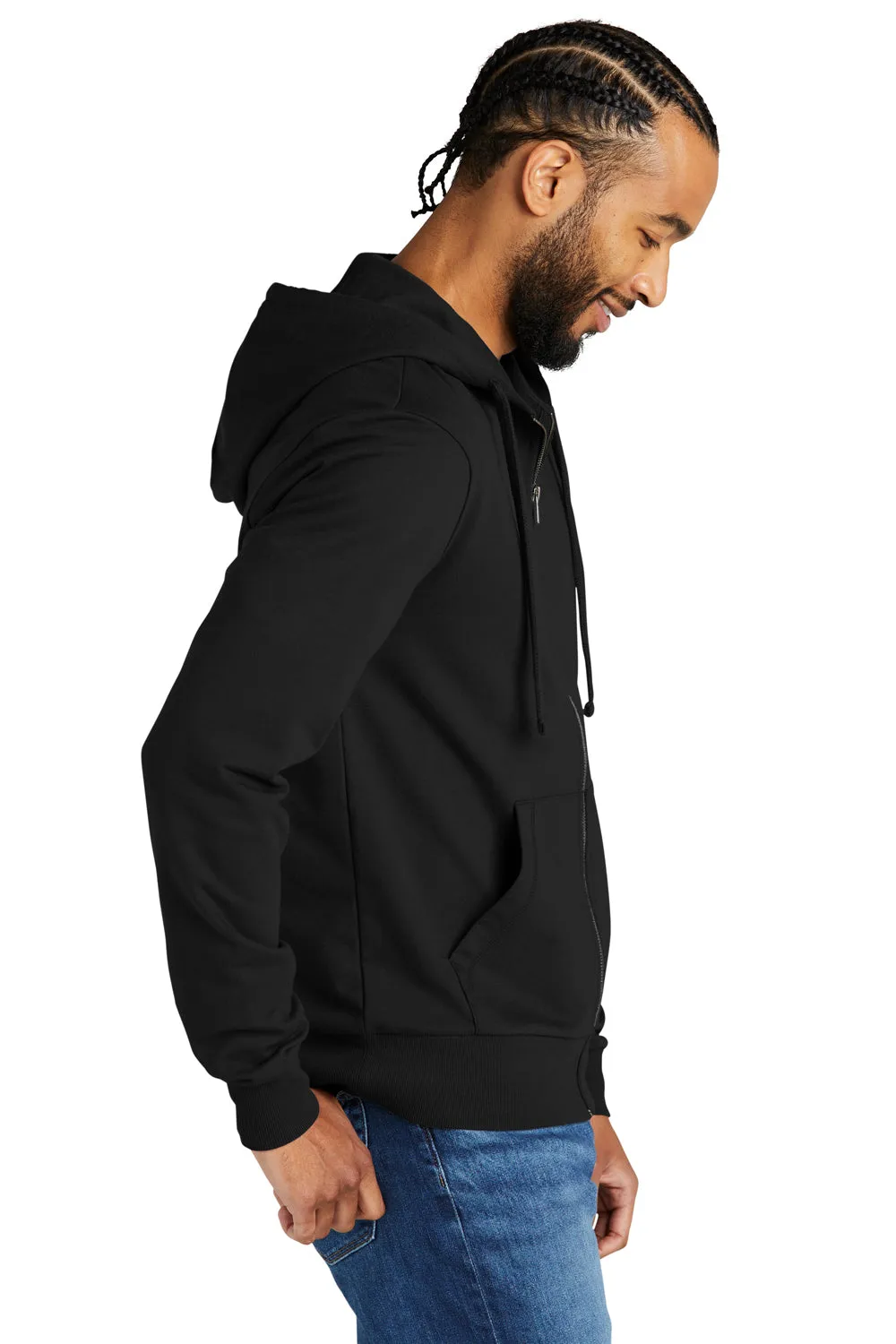 Allmade Sweat à capuche en French Terry biologique pour hommes avec fermeture éclair complète et poches - Noir profond