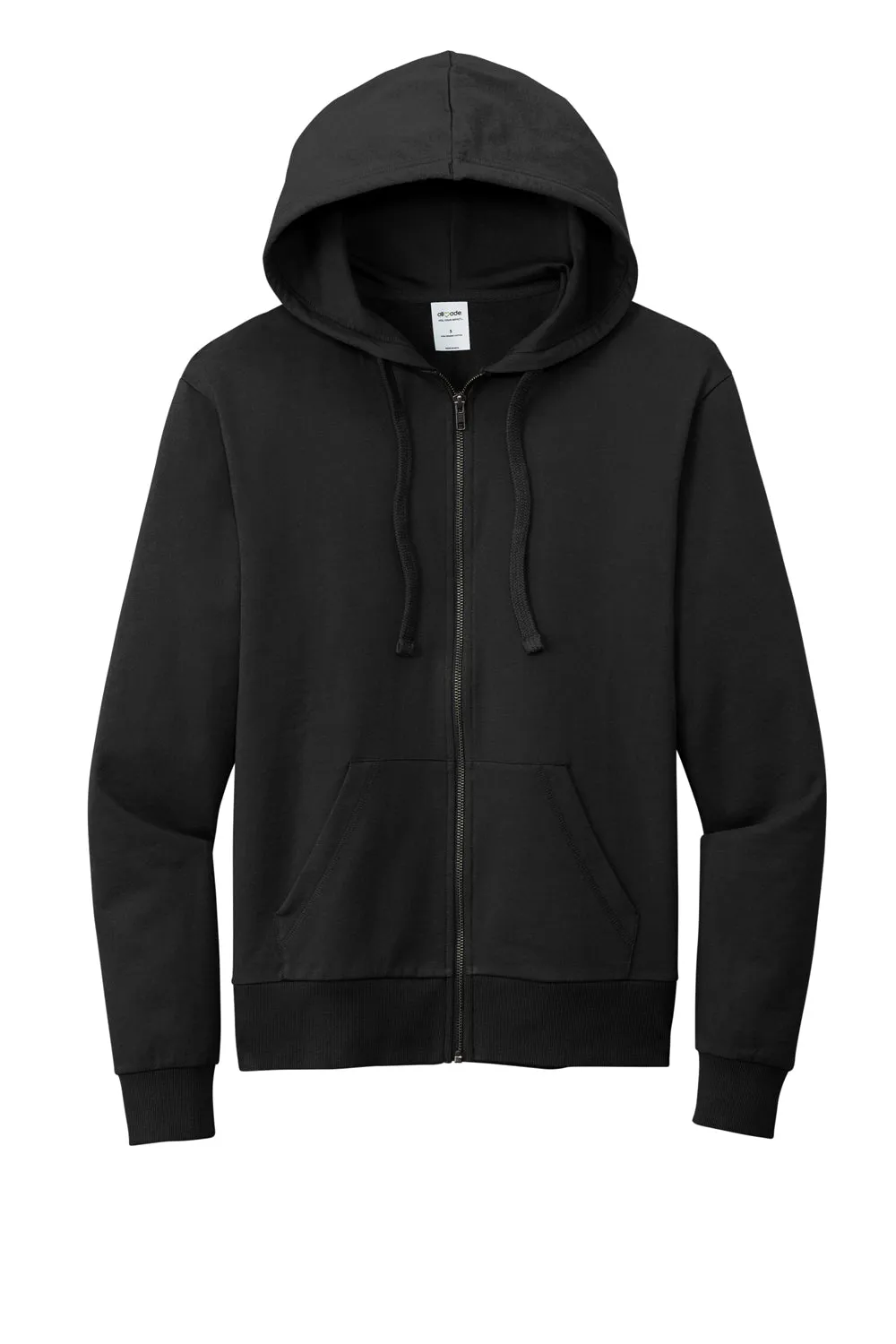 Allmade Sweat à capuche en French Terry biologique pour hommes avec fermeture éclair complète et poches - Noir profond