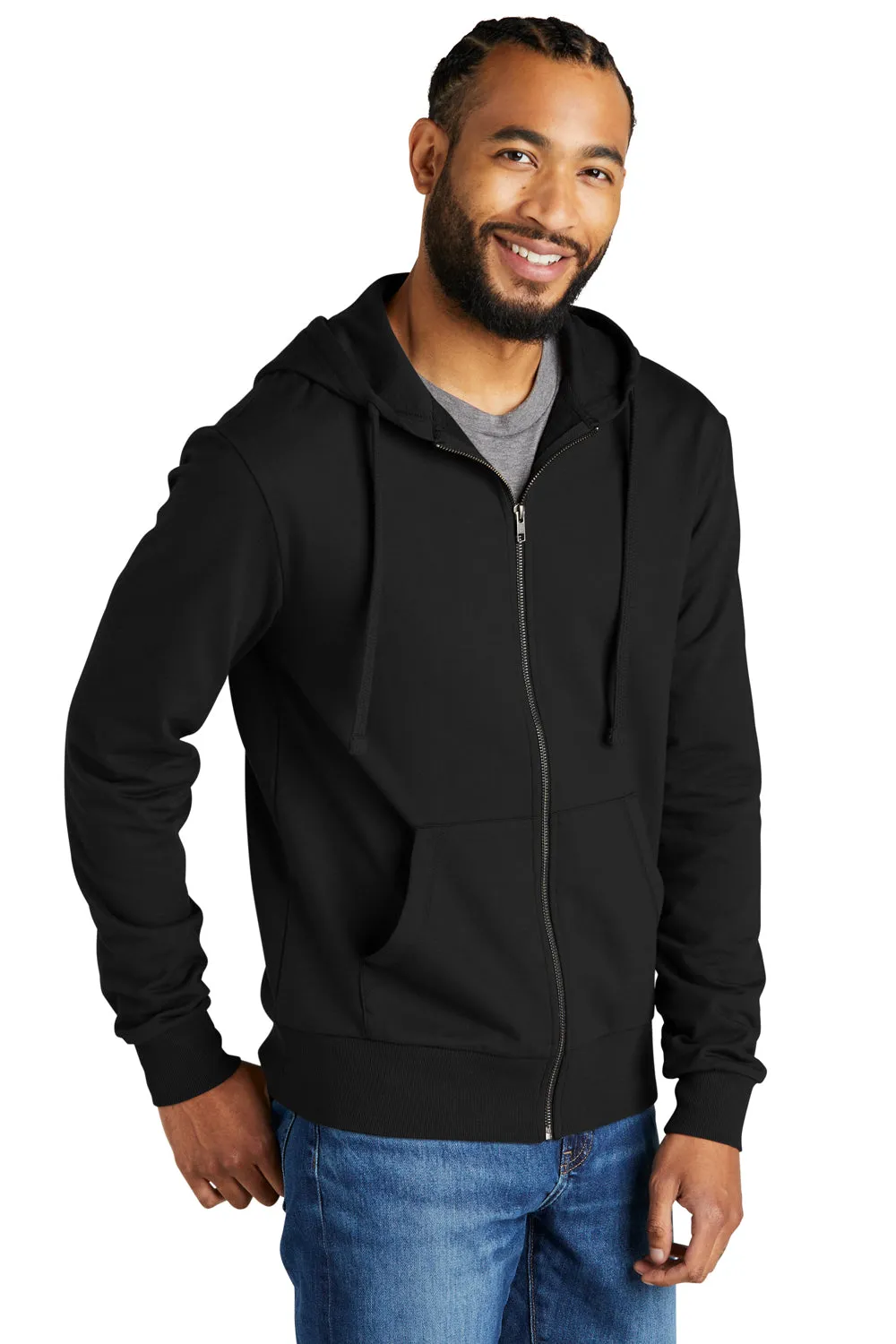 Allmade Sweat à capuche en French Terry biologique pour hommes avec fermeture éclair complète et poches - Noir profond