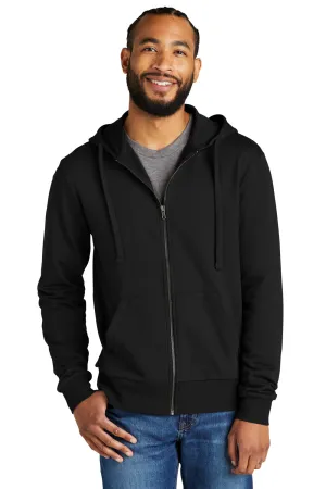 Allmade Sweat à capuche en French Terry biologique pour hommes avec fermeture éclair complète et poches - Noir profond