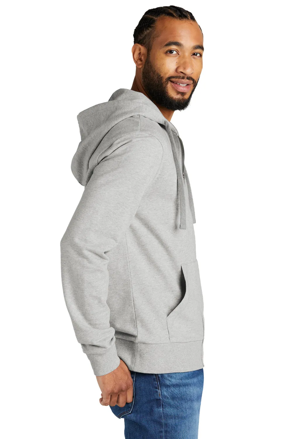 Allmade Sweat à capuche en French Terry biologique pour hommes avec fermeture éclair complète et poches - Granite gris chiné