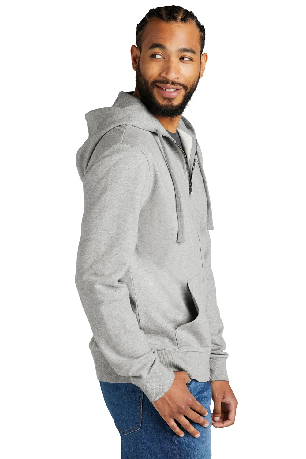 Allmade Sweat à capuche en French Terry biologique pour hommes avec fermeture éclair complète et poches - Granite gris chiné