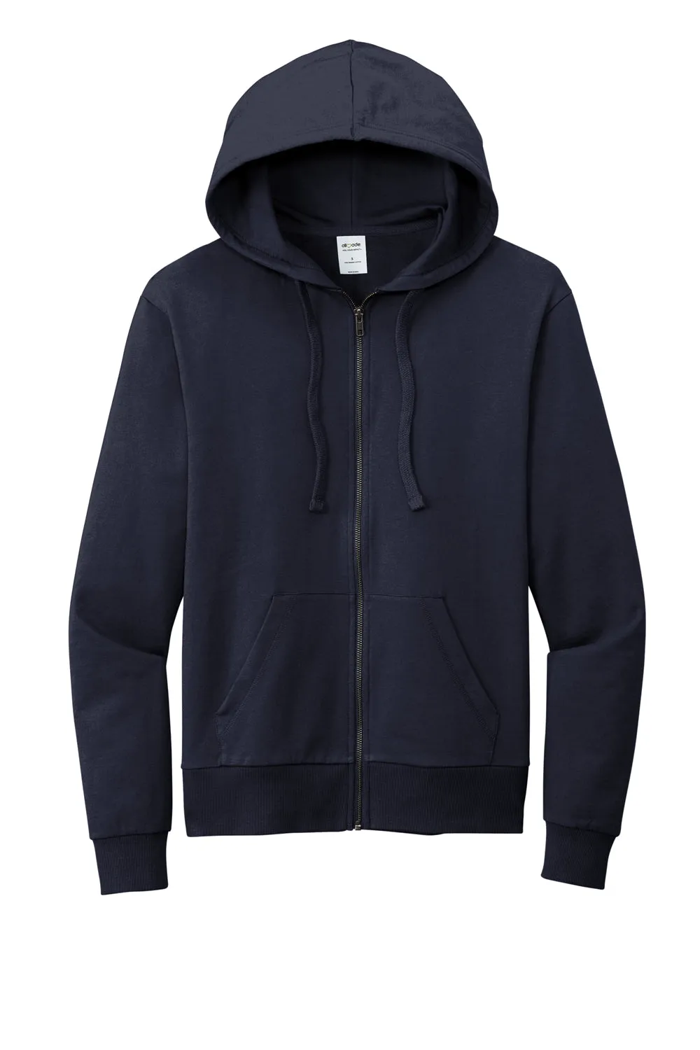 Allmade Sweat à capuche en French Terry biologique pour hommes avec fermeture éclair complète et poches - Bleu marine nuit