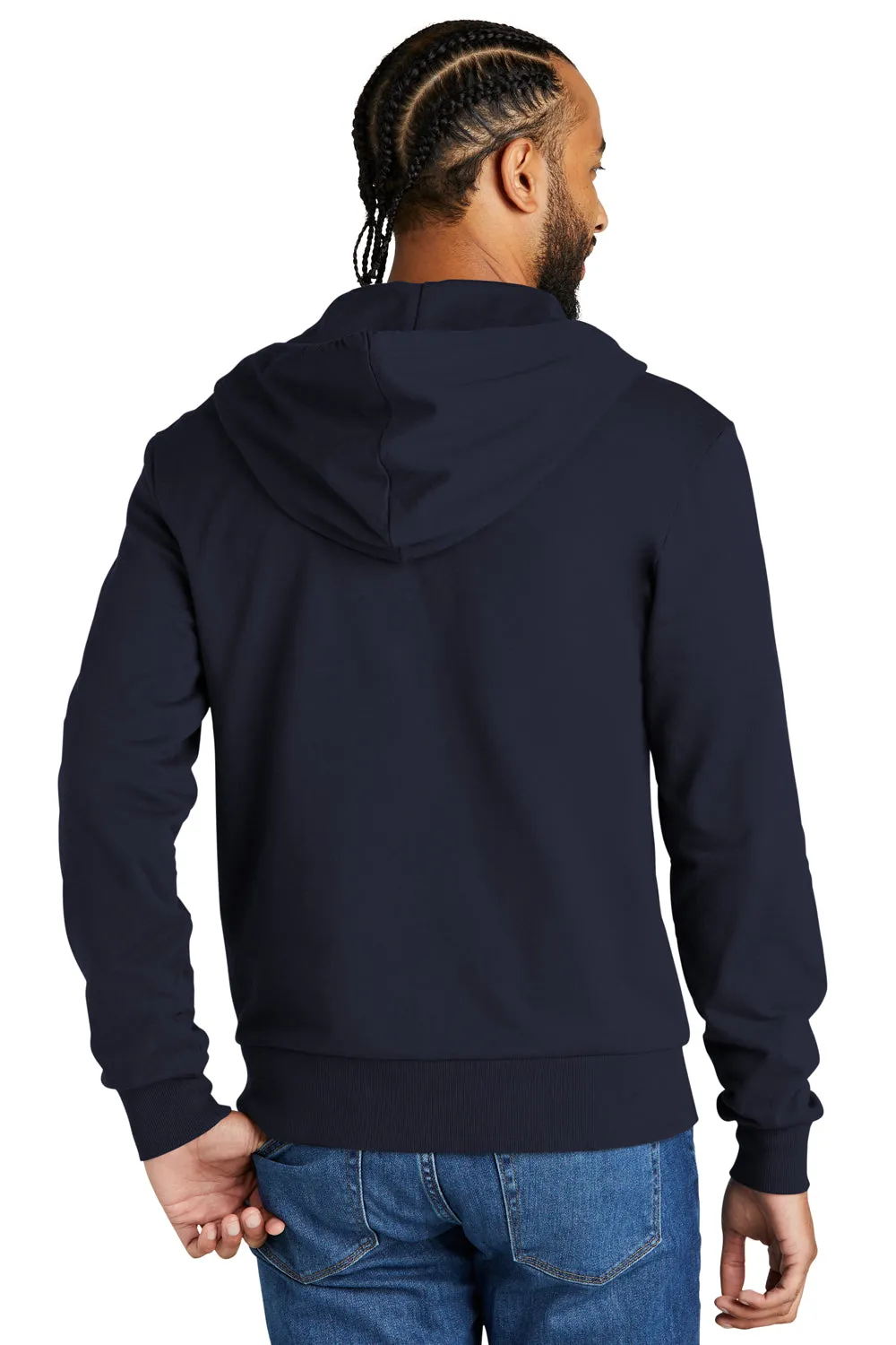 Allmade Sweat à capuche en French Terry biologique pour hommes avec fermeture éclair complète et poches - Bleu marine nuit