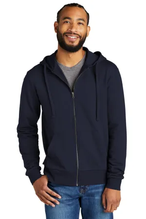 Allmade Sweat à capuche en French Terry biologique pour hommes avec fermeture éclair complète et poches - Bleu marine nuit