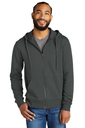 Allmade Sweat à capuche en French Terry biologique pour hommes avec fermeture éclair complète et poches - Gris Terrain