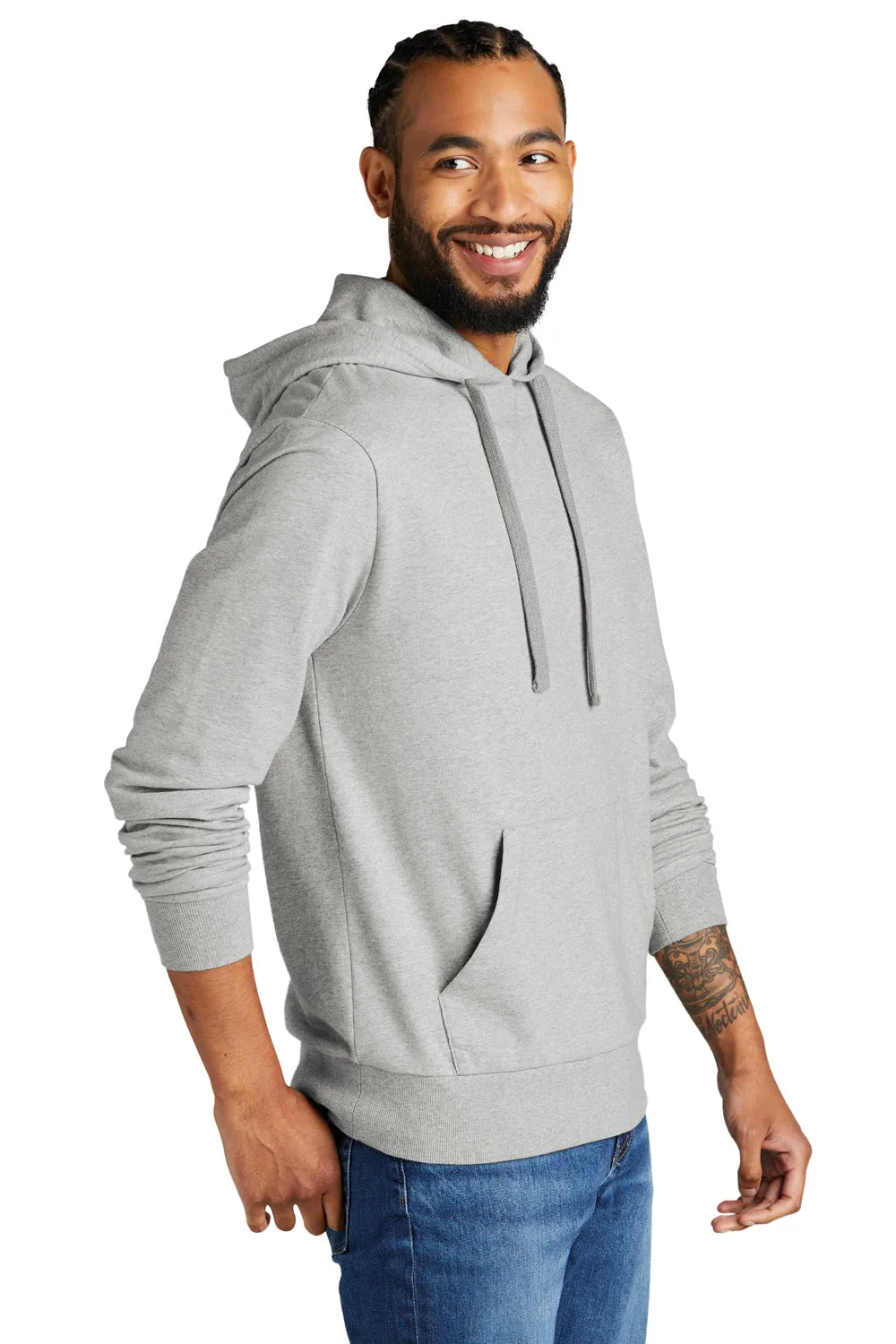 Pull à capuche en French Terry bio pour hommes avec poche kangourou - Granite gris chiné