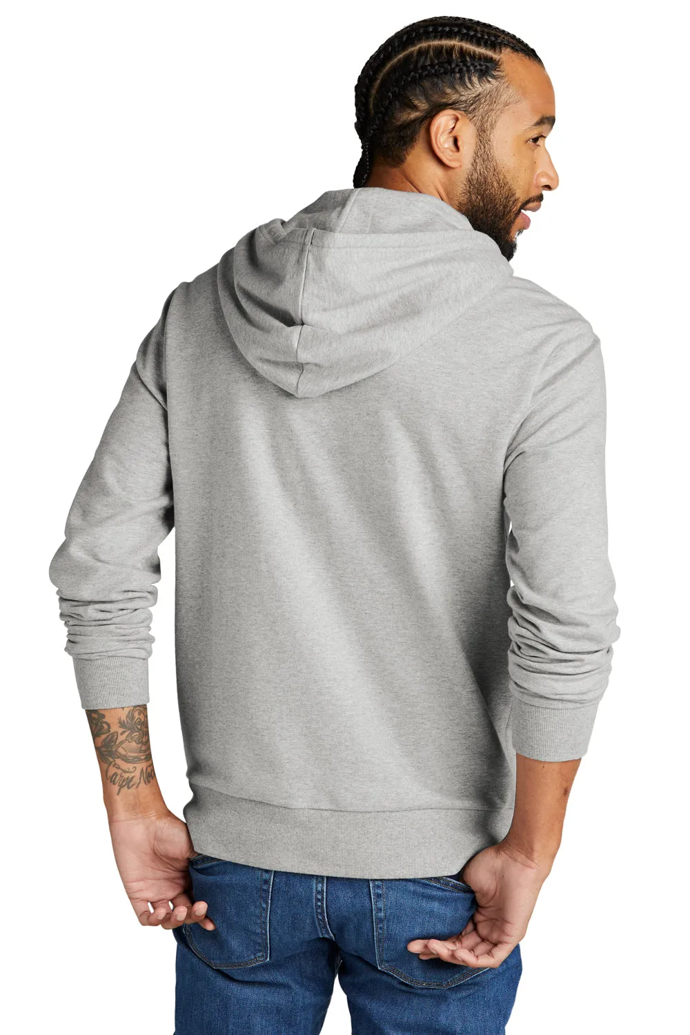 Pull à capuche en French Terry bio pour hommes avec poche kangourou - Granite gris chiné