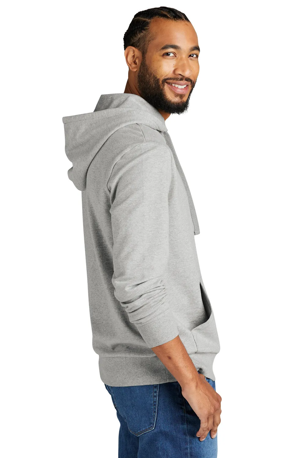 Pull à capuche en French Terry bio pour hommes avec poche kangourou - Granite gris chiné