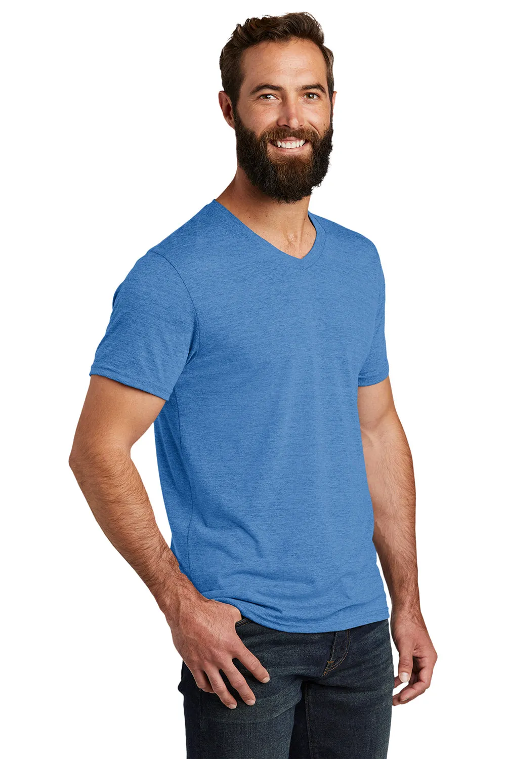 T-shirt pour homme à col en V et manches courtes Allmade - Bleu azur