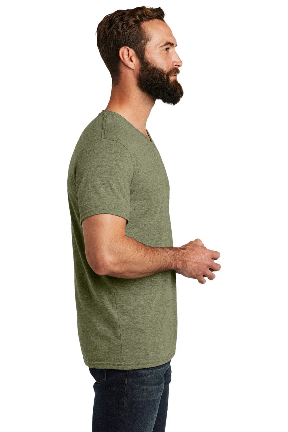 T-shirt à col en V manches courtes pour hommes Allmade - Vert Olive You