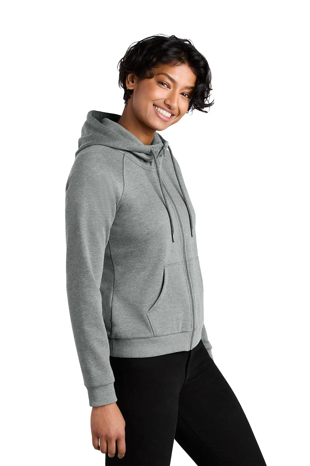 Allmade Sweat à capuche pour femme en polaire CVC avec fermeture éclair complète et poches - Gris aluminium chiné