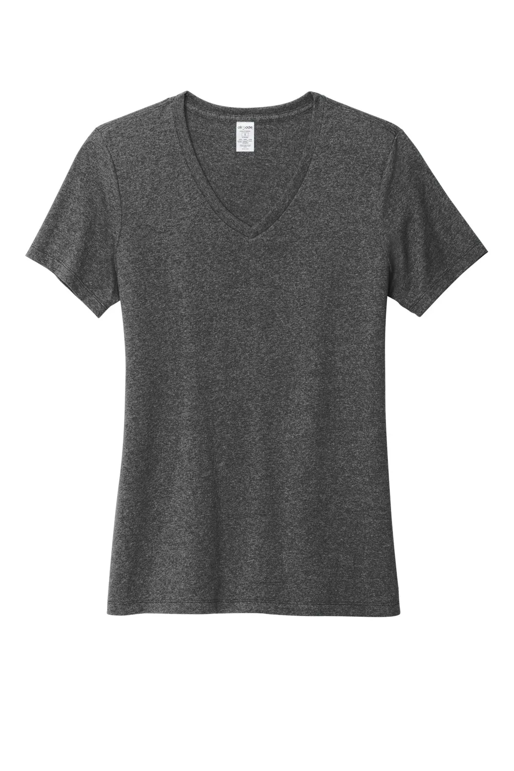 T-shirt pour femme Allmade à manches courtes et col en V en matière recyclée - Gris charbon chiné