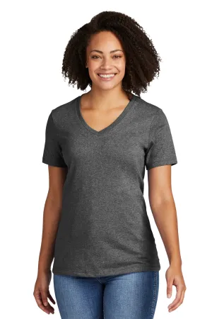 T-shirt pour femme Allmade à manches courtes et col en V en matière recyclée - Gris charbon chiné