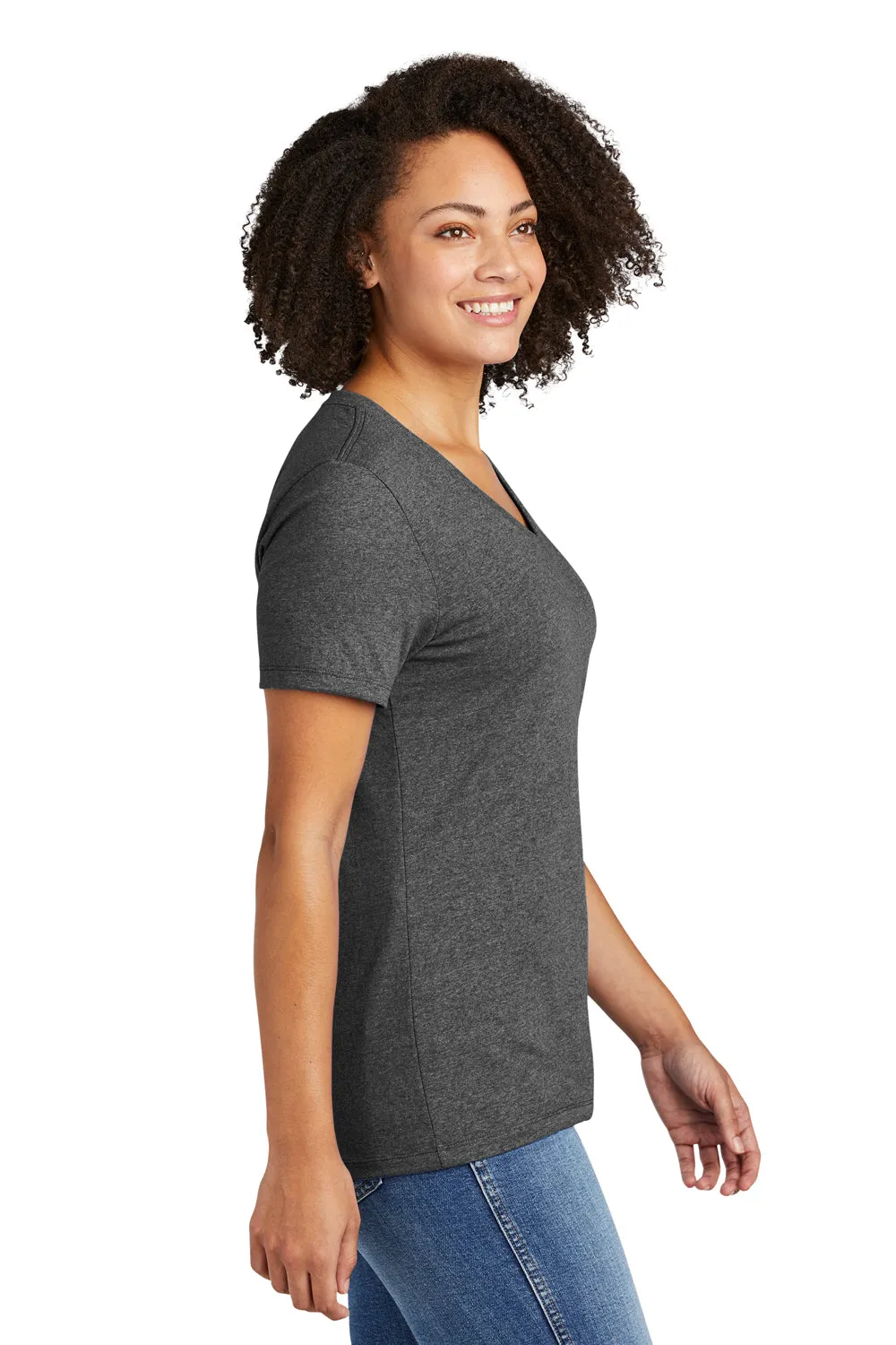 T-shirt pour femme Allmade à manches courtes et col en V en matière recyclée - Gris charbon chiné