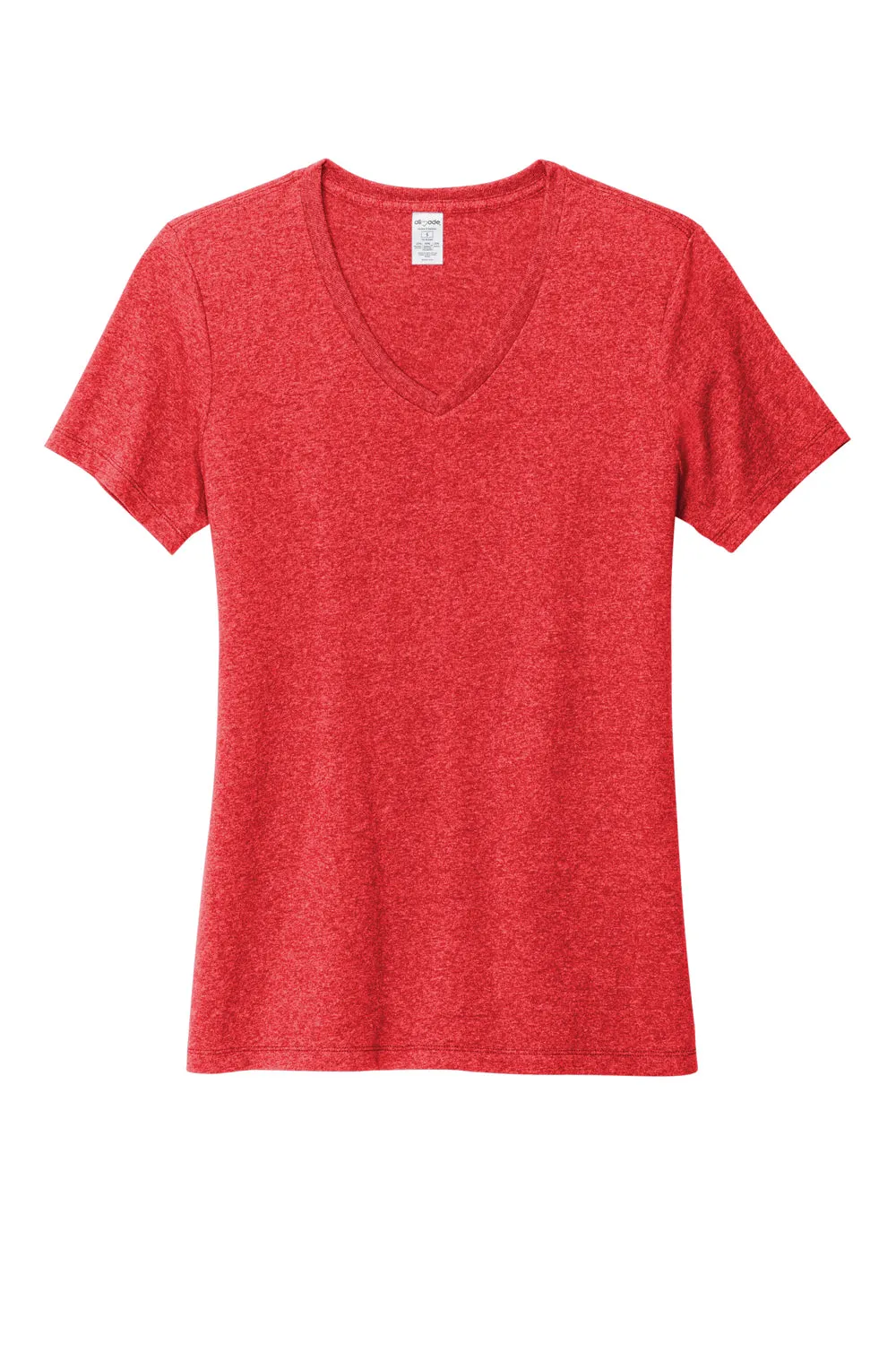 T-shirt pour femmes Allmade à manches courtes et col en V en matière recyclée - Rouge chiné
