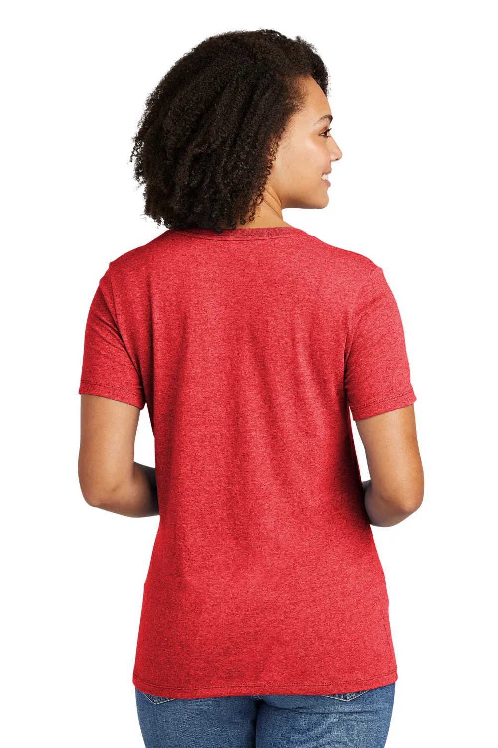 T-shirt pour femmes Allmade à manches courtes et col en V en matière recyclée - Rouge chiné
