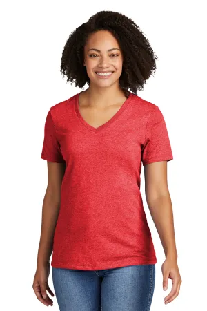 T-shirt pour femmes Allmade à manches courtes et col en V en matière recyclée - Rouge chiné