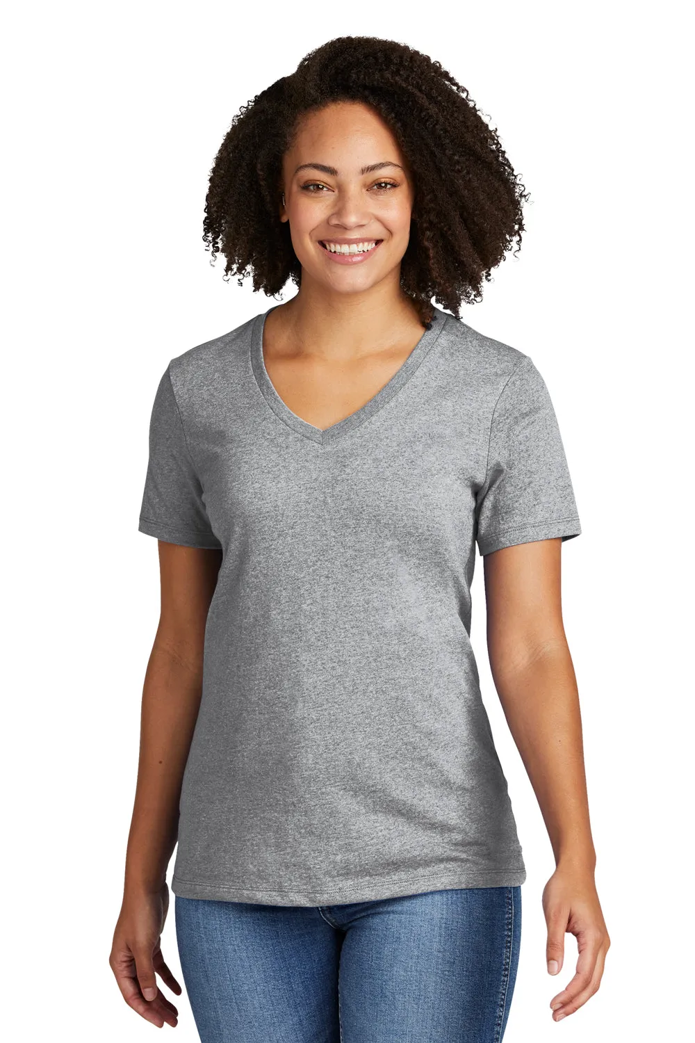 T-shirt pour femme Allmade à manches courtes et col en V en matière recyclée - Gris chiné refait