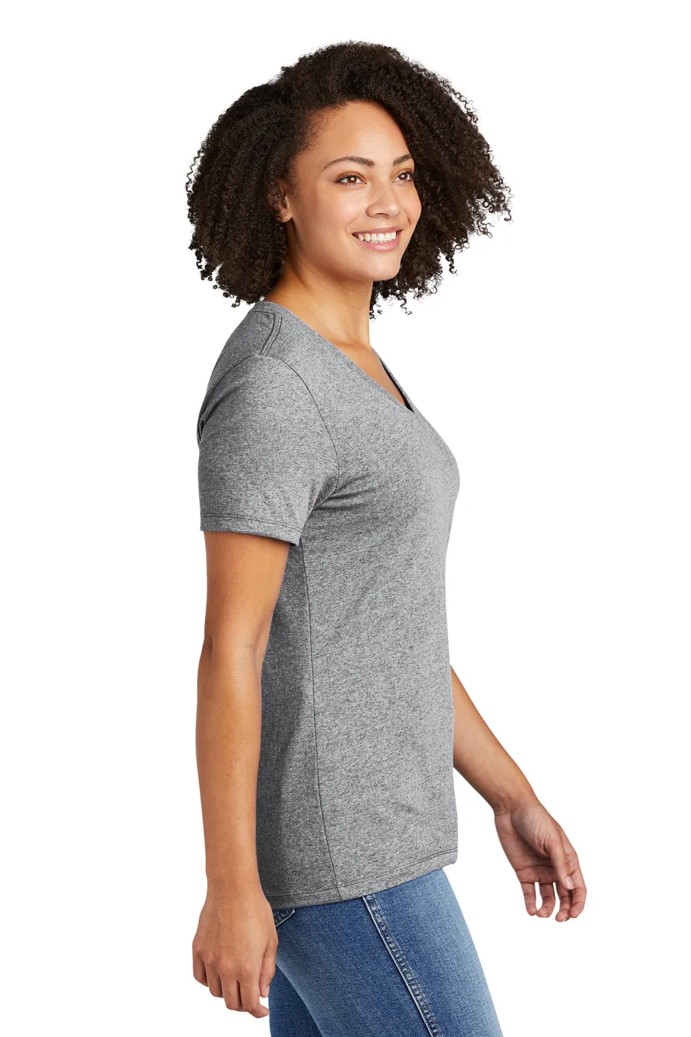 T-shirt pour femme Allmade à manches courtes et col en V en matière recyclée - Gris chiné refait