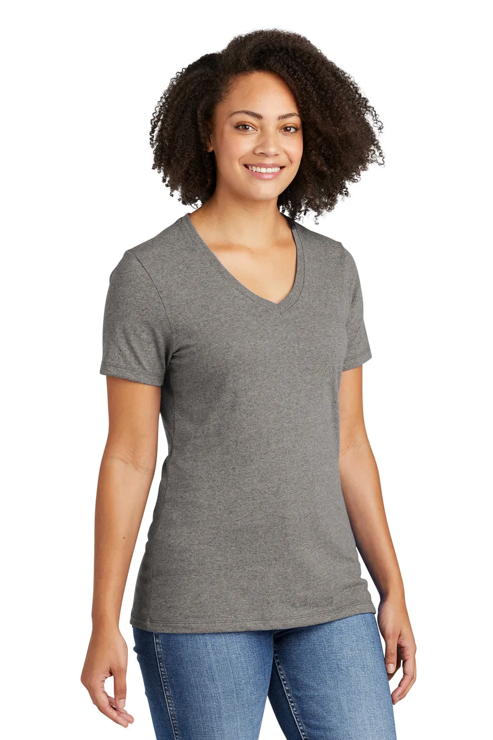 T-shirt pour femme Allmade à manches courtes et col en V en matière recyclée - Gris chiné refait
