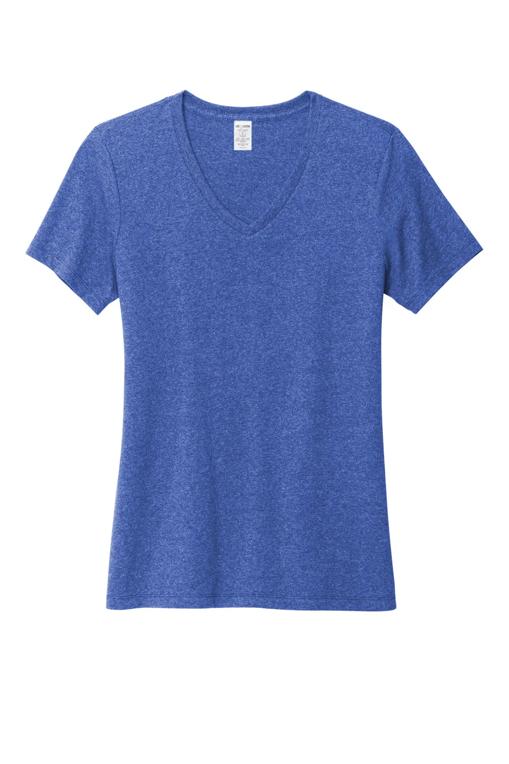 T-shirt pour femmes Allmade à manches courtes et col en V en matière recyclée - Bleu royal chiné