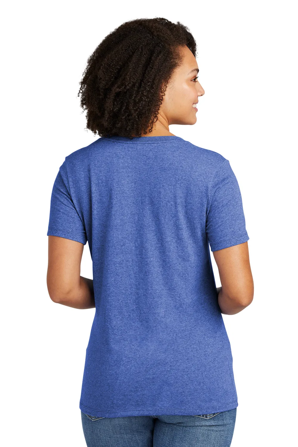 T-shirt pour femmes Allmade à manches courtes et col en V en matière recyclée - Bleu royal chiné