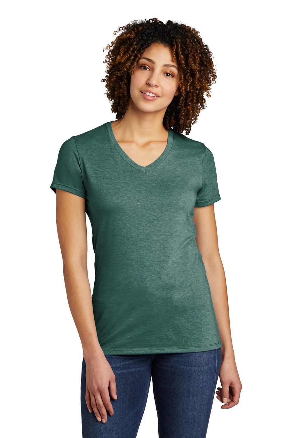 T-shirt à col en V à manches courtes pour femmes Allmade - Vert foncé