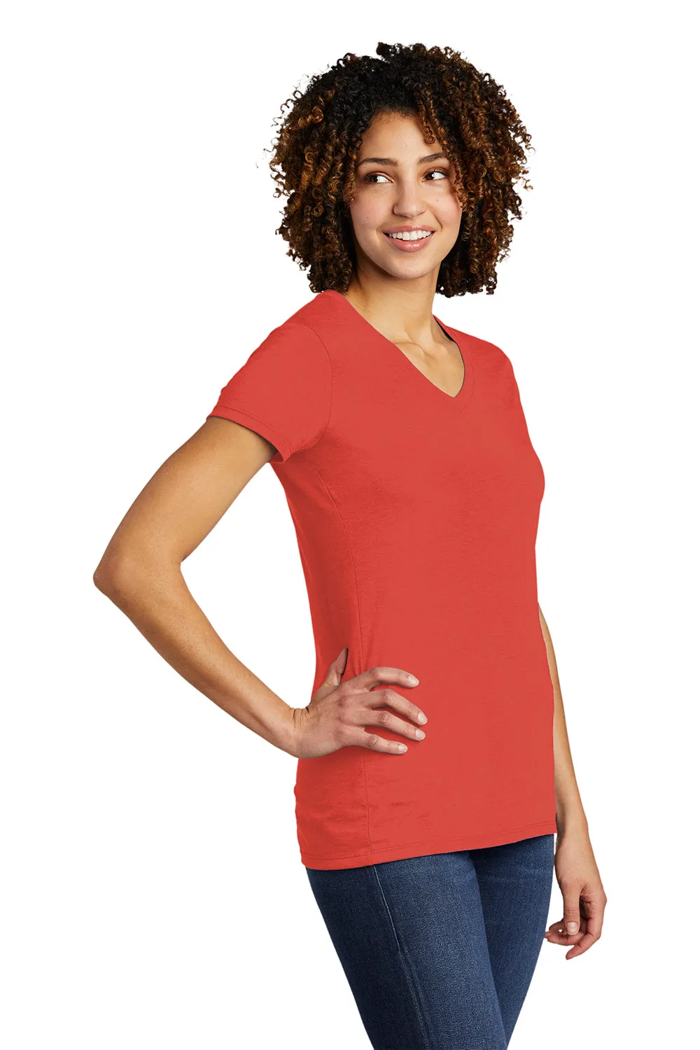 T-shirt à col en V à manches courtes pour femmes Allmade - Rouge soleil du désert